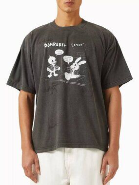 NEW DOMREBEL Men’s Lender Graphic Cotton T-Shirt Faded Black